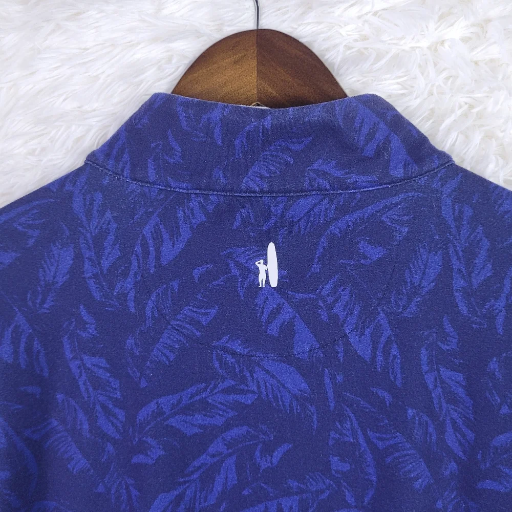 Johnnie O 1/4‎ Zip Pullover Blue Wake Trooper Leaves Performance Golf Mens XL